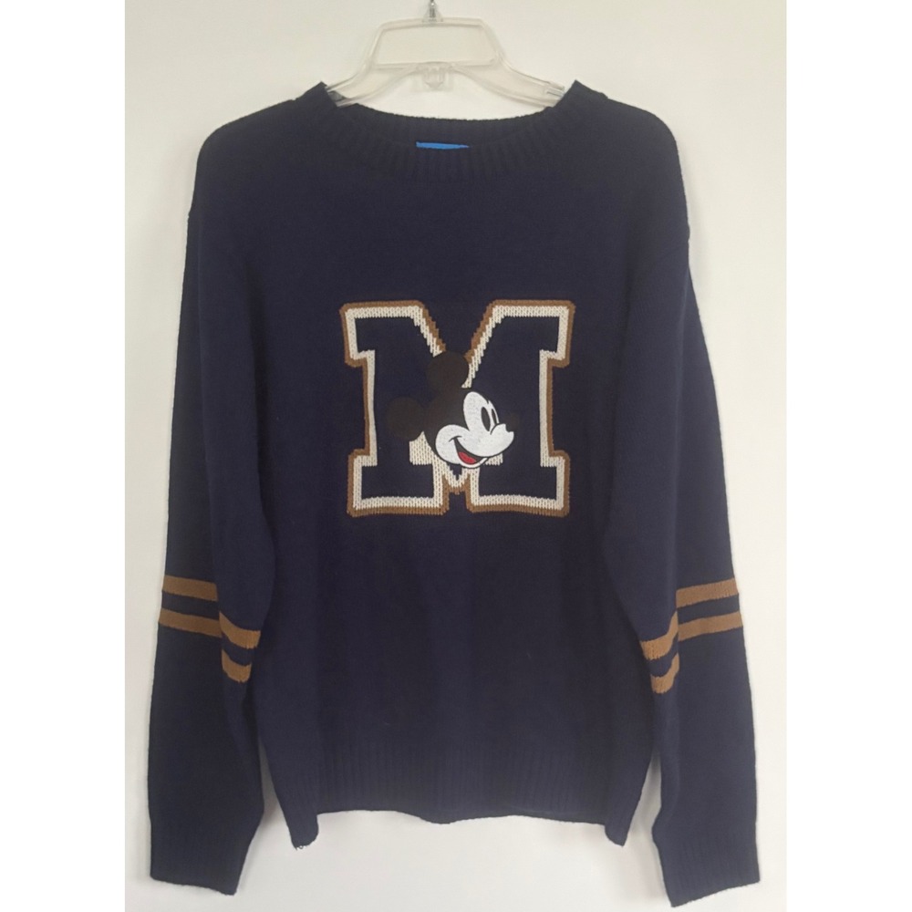 Tokyo Disney Resort Mickey Mouse Varsity Letter M Sweater Navy Blue Mens L Japan